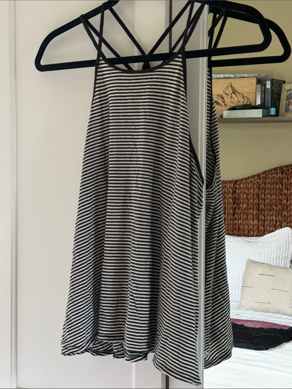Hollister Black and White Striped Racerback Tank